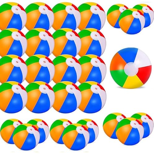 30 Stück Wasserball Aufblasbar 51cm Regenbogen Strand Bälle Strandball Inflatable Beach Ball Klein Schwimmbad Pool Strand Spielzeug Ball Kinder Erwachsene Party Spielzeug,Strandspielzeug,Party Favors von Boboeitody