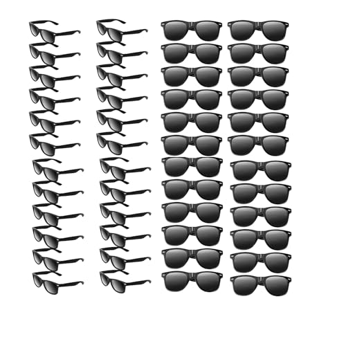 40 Stück Schwarze Party Sonnenbrille, Neon Sonnenbrille Vintage Sonnenbrillen Set Retro Lustige Party Brille für Strand Hochzeit Partypool Partyzubehör Geburtstagsparty Zubehör für Frauen Männer von Boboeitody