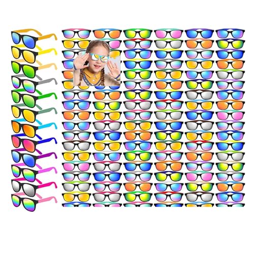 48/100/120 Pack Sonnenbrillen Party Favors Neonfarben Sonnenbrillen Bulk Goody Bag Fillers mit UV-Schutz erwachsene Kinder Sommer Pool Strand für Strand Geburtstag (24 Farben Stil, 120) von Boboeitody