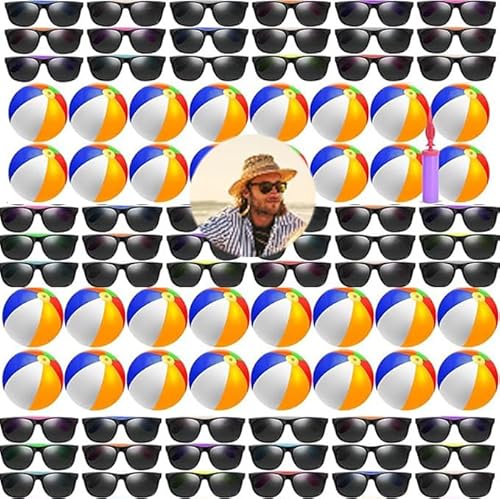 48/72/96 Stück Sonnenbrille Beach Balls Party 12" Aufblasbare Pool Beach Balls für Kinder Erwachsene Pool Balls Park Hinterhof Sommer Wasser Geburtstag Parteien Supplies (12-Farben-Stil, 96) von Boboeitody