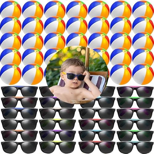 48/72/96 Stück Sonnenbrille Beach Balls Party 12" Aufblasbare Pool Beach Balls für Kinder Erwachsene Pool Balls Park Hinterhof Sommer Wasser Geburtstag Parteien Supplies (6-Farben-Stil, 48) von Boboeitody