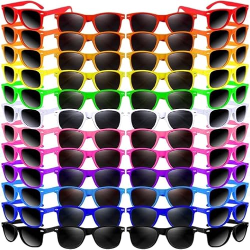 50 Stück 10 Farbe Neon Sonnenbrille, 80's Retro Stil Perfekte bunte Neuheit Sonnenbrille Set für Geburtstag Party Zubehör, Strand, Goody Bag Bevorzugungen für Kinder Erwachs (10-Farben-Stil, 50) von Boboeitody