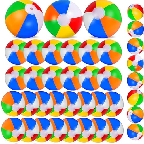 50 Stück Wasserball Aufblasbar,41cm großer Regenbogen Strandball Schüttgut, aufblasbares Pool Spielzeug für Party Zubehör Dekorationen,Geburtstag Luau Strand Wasserspiele Beachballs Party Gunsten von Boboeitody