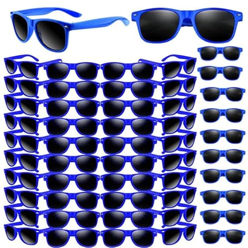 60 Stück Sonnenbrillen Bulk Beach Party Sonnenbrillen Kinder 6+ Jahren Unisex Erwachsener Retro Klassisch Partybrillen Goody Bag Fillers für Geburtstagsfeier Pool (Navy Blue Stil) von Boboeitody