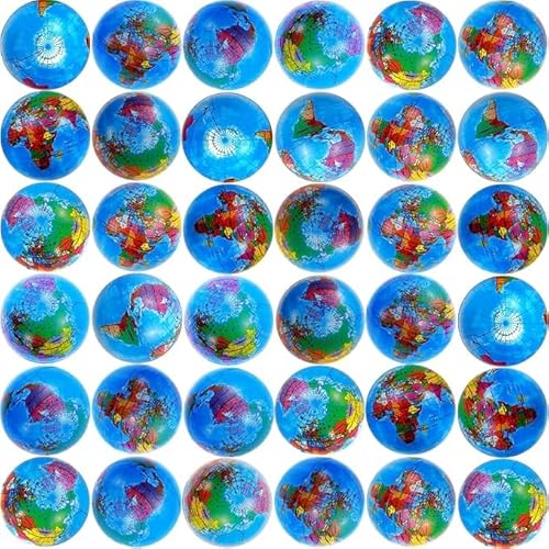 60 Stück Strand Stress Bälle Bulk 6.35CM Mini Relief Stress Ball Pu Schaum Squeezy Bälle Sommer Schwimmbad Spiel Spielzeug Regenbogen Beach Ball für Geburtstagsparty Bevorzugung (Erdball 6.35CM, 60) von Boboeitody