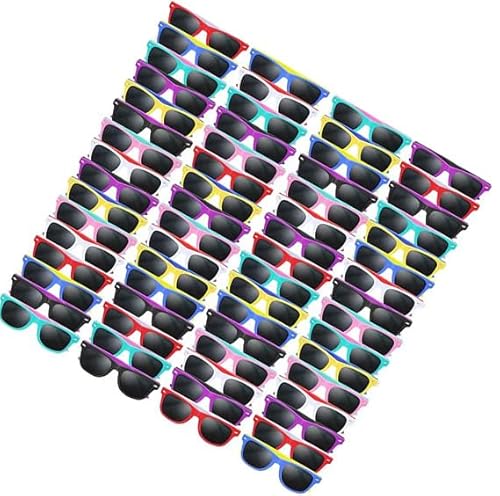 64 Stk Kinder Sonnenbrille, Neon Sonnenbrille in Großpackung Party Bag Fillers für Kinder Party Große Geschenke für Geburtstag ,Jungen Mädchen Sonnenbrille für Sommer Strand (8-Farben-Stil, 64) von Boboeitody