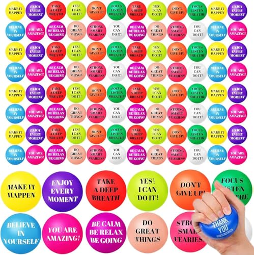 78 Stück Motivierende Stress Bälle Bunte Schaum Bälle Inspirierende Stress Linderung Bälle Zitate Stress Ball Packung Klein Stressabbau Bälle für Linderung Motivierend Ermutigend Erwachsene von Boboeitody