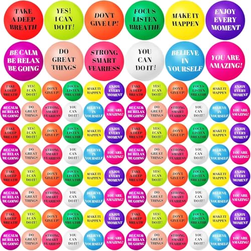 96 Stück Motivierende Stress Bälle Bunte Schaum Bälle Inspirierende Stress Linderung Bälle Zitate Stress Ball Packung Klein Stressabbau Bälle für Linderung Motivierend Ermutigend Erwachsene 12 Stile von Boboeitody