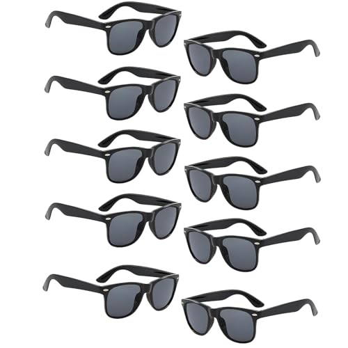 Boboeitody 10 Stück Schwarze Party Sonnenbrille, Neon Sonnenbrille Vintage Sonnenbrillen Set Retro Lustige Party Brille für Strand Hochzeit Partypool Partyzubehör Geburtstagsparty (10, Schwarze) von Boboeitody
