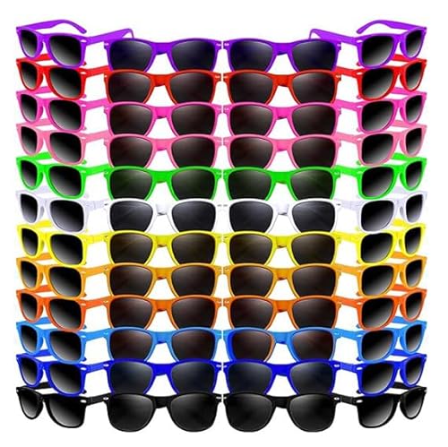 Boboeitody 48/60/120/144 Stück Sonnenbrillen Neonfarben, Partygeschenke, Geschenktütenfüller, lustiges Geschenk für Strand, Pool, Party, Geburtstagsparty (10 Farben, 48) von Boboeitody