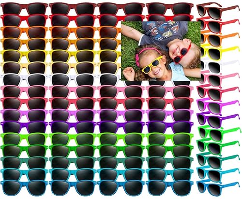 Boboeitody 48 Stück Kinder Sonnenbrillen Neon Jungen und Mädchen Brillen Kinder Party Favors Big Bag Filler Strand Pool,Party-Zubehör-16 Farbstile (Farbe - gemischter Stil, 48) von Boboeitody