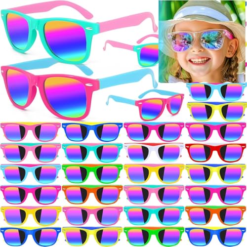Boboeitody 60 Stk Kinder Sonnenbrille Bulk,12 Farben Kinder Neon Sonnenbrille Party Gefälligkeiten mit UV400 Proctection, 80er 90er Jahre Retro Sonnenbrille für Alter 3-8 (60 Stück - 12 Farben) von Boboeitody