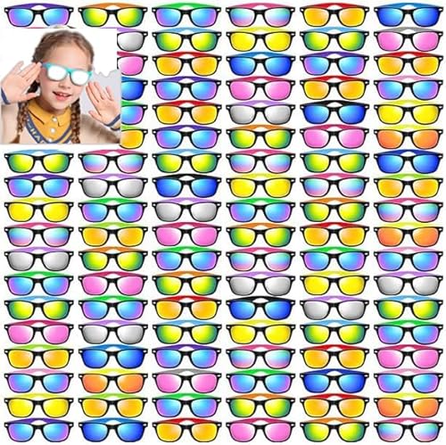 Boboeitody 64-128 Stk KinderSonnenbrille Party Gefälligkeiten, Neon Sonnenbrille Bulk, Jungen Mädchen Sonnenbrille Pack für Sommer Strand Supplies,Pool, Party (16-Farben-Stil, 128) von Boboeitody