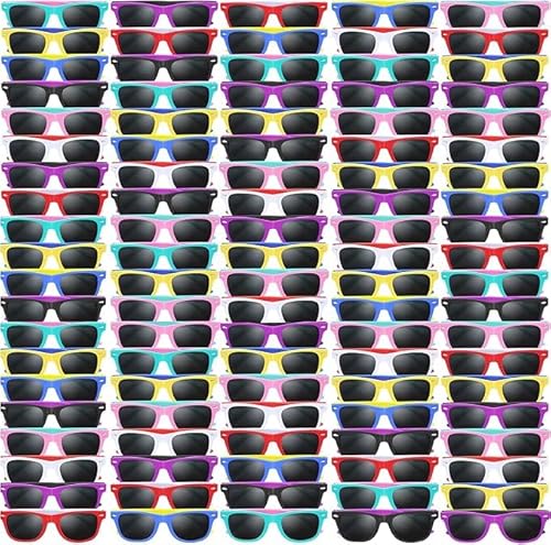 Boboeitody 96er Pack Kinder Sonnenbrille Bulk Neonfarben Sonnenbrillen Party Brille für Kinder 3-15 Jahre 12 Farben Coole Sonnenbrillen für Geburtstag,Strand Pool,Sonnenbrille Pack (96, 12 Farben) von Boboeitody
