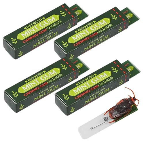 Boboeitody Schockierender Gummi, 4pcs Streichgummi lustige realistische falsche Kakerlaken Schock Praktischer Witz mit Paket für Halloween Fool's Day Party Gefälligkeiten (Grün) von Boboeitody