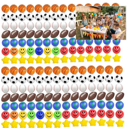 Bulk Mini-Stressbälle (60 Stück), 5,1–7,6 cm,weiche, zusammendrückbare , Basketball, Baseball, Fußball,Globe,Fußball, Stern,Lächeln Für Finger Übertragung,Angst Stress Relief (Mischkugel, 60) von Boboeitody