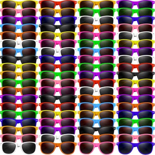 Kinder Sonnenbrille,Partygeschenke, 96 Stück Neon Jungen Mädchen Kindersonnenbrille im Alter von 3-15 Jahre Mit UV 400 Schutz Für Goody Bag Füller Sommer Strand Pool Geburtstagsparty Zubehör von Boboeitody