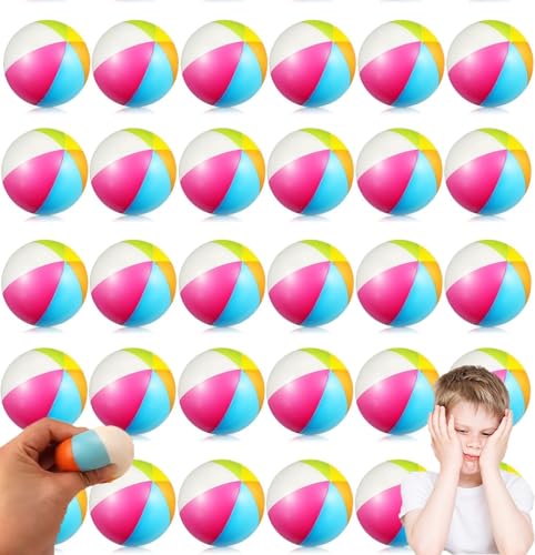 Mini Beach Stress Balls for Kids, 6-60Pcs Rainbow Relief Stress Foam Balls,5cm Swimming Pool Game Toy Sports Balls for Hawaiian Weltraumspielzeugparty Gastgeschenke Kindergeburtstag Weihnac (10) von Boboeitody