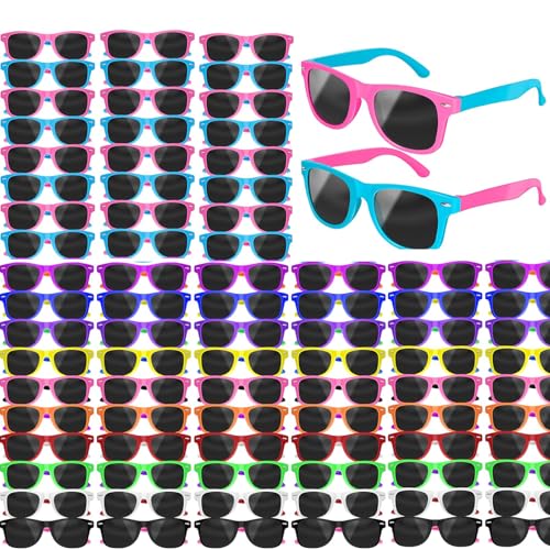 Partybrillen Set, 50 Stück Kinder Sonnenbrillen Neon Jungen Mädchen Kinder Party Favor Taschenfüller Strand Pool Geburtstagsfeier/Jungen Mädchen Geburtstagsparty Zubehör 12 Farben (12 Farben, 50) von Boboeitody