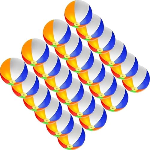 Regenbogen Strand Bälle (24 Pack), 24 Zoll/61CM aufblasbare Regenbogen Strandbälle für Kinder, ideal für Pool Spielzeug, Strand Thema Party Dekorationen und Spiele im Freien (24 Zoll/61CM 24 Pack) von Boboeitody