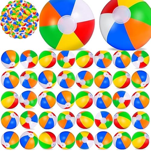Regenbogen Strand Bälle (30 Pack), 20-Zoll-aufblasbare Regenbogen-Strandbälle für Kinder, ideal für Pool-Spielzeug, Strand-Thema-Party-Dekorationen und Spiele im Freien (20 Zoll 30 Pack) von Boboeitody