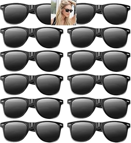 Retro Vintage Sonnenbrillen Bulk, 6/10/18/20 Pack polarisiert Günstige Neon Sonnenbrillen Bulk für Strand Hochzeit Partypool Partyzubehör Geburtstagsparty für Frauen und Männer (10, Schwarze) von Boboeitody