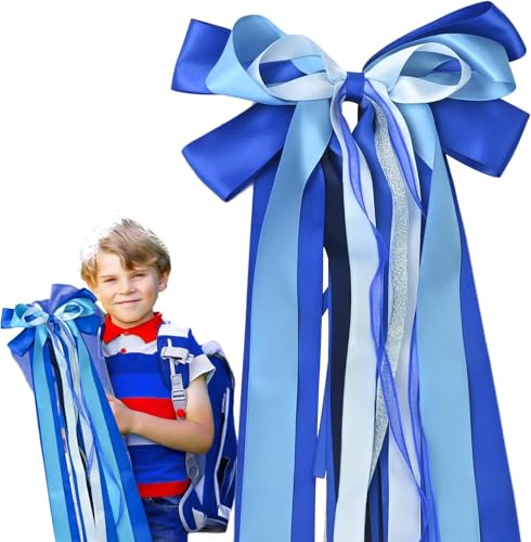 Schultütenschleife für Mädchen, 60 cm rosa Schleife für Zuckertüte, perfekt für Geburtstag, Hochzeit, Babyparty, Weihnachten, Einschulung, Jubiläum und Geschenkverpackung (Blau) von Boboeitody