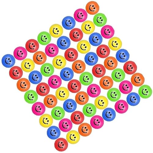 Stress Bälle, 96 Stück Stressball, Antistressball für Kinder, Erwachsene, Lächeln Gesicht Bälle, 5CM Schaum Stressabbau Bälle Stressabbau Spielzeug Für Finger Übung,Schulpreise, Party Tasche Füller von Boboeitody