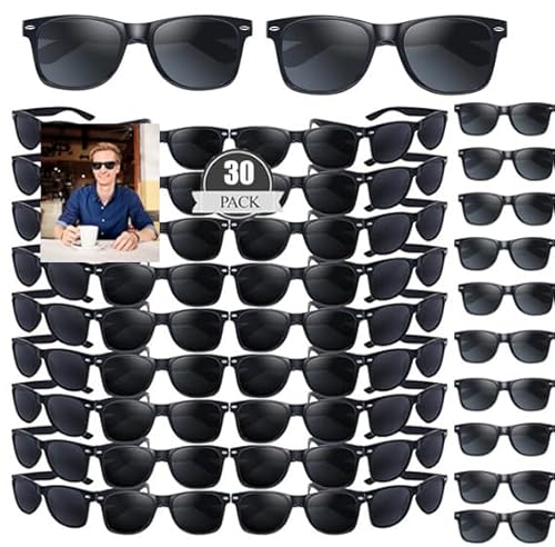 Vintage Sonnenbrillen Bulk, 30 Pack polarisiert Günstige Neon Sonnenbrillen Bulk für Frauen und Männer,für Geburtstagsparty Beach Pool Party Hochzeit Party, Schwarzer von Boboeitody