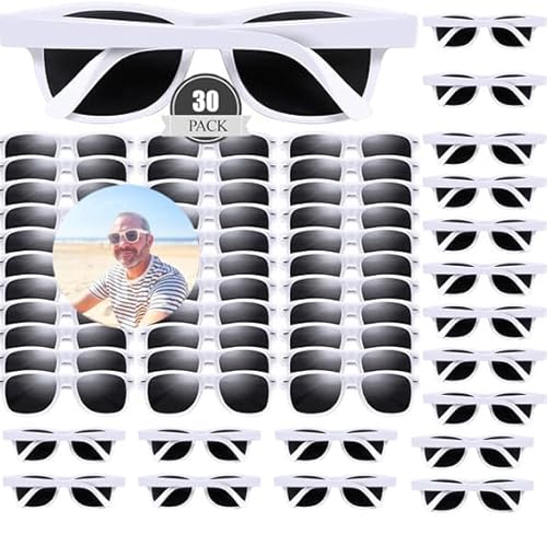 Vintage Sonnenbrillen Bulk, 30 Pack polarisiert Günstige Neon Sonnenbrillen Bulk für Frauen und Männer,für Geburtstagsparty Beach Pool Party Hochzeit Party, Weiß von Boboeitody