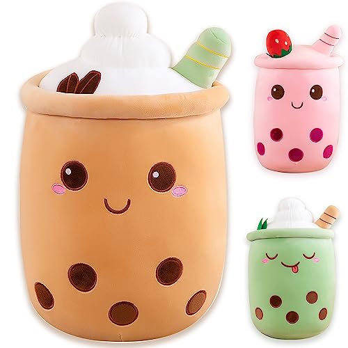 Bubble Tea Kuscheltier PlüSchtier XXL SüßE Kissen, Kawaii Bubble Tea Cup Plushie Stofftier Boba Teetasse PlüSch Spielzeug Deko (Kaffee, 35cm) von Bobomon