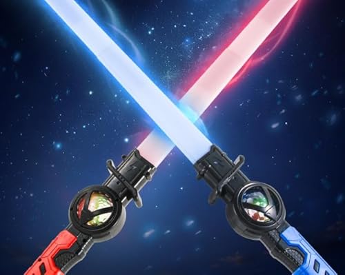 2 Stück Lichtschwert, Laserschwert 15 RGB Variable Farbe, Laserschwert Kinder Wiederaufladbare, LED Lightsaber Spielzeug Retractable für Cosplay, Samurai Themenparty von Bocguy