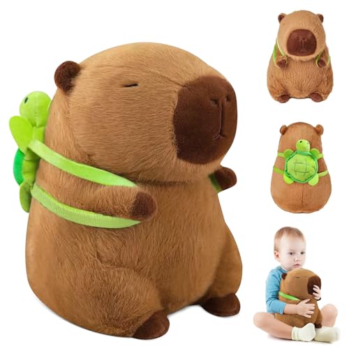 Bocguy 35cm Capybara Plüschtier, Capybara Kuscheltier, Niedlichen Capibala Plushies mit Schildkröte Nrucksack, Simulation Capibala Plüsch Für Mädchen Und Jungen, Kinder Plüschtier von Bocguy