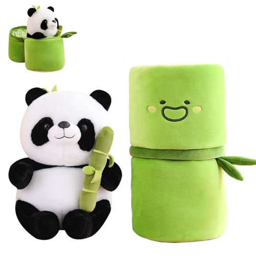 Bocguy Panda Kuscheltier Stofftier, 26cm Panda Plüsch-Plüschtier, Panda mit Sitzendem Bambus-Plüsch Versteckt für Jungen und Mädchen von Bocguy