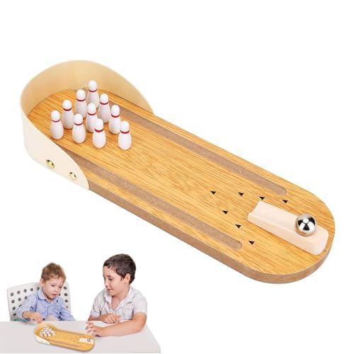 Tischkegelspiel, Holz Mini Bowling Spielzeug, Kegelspiel für Kinder, Set mit 10 Pins, Geschicklichkeitsspiel Erwachsene, für Erwachsene & Kinder ab 3 J Tischkegelspiel, Holz Mini Bowling Spielzeug, Kegelspiel für Kinder, Set mit 10 Pins, Geschicklichkeitsspiel Erwachsene, für Erwachsene & Kinder ab 3 J von Bocguy