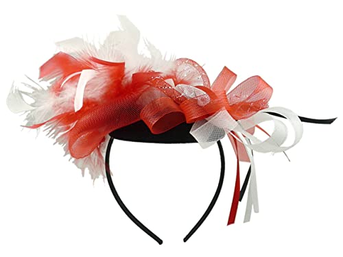 Bock op Kölle Haarreif Minihut verschiedene Designs, mit Federn, Schleifen, Karneval, Fasching (Minihut Herz rot) von Bock op Kölle