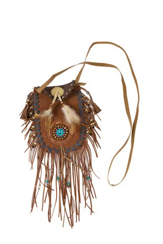 Bock op Kölle Umhängetasche Indianer Style Handtasche Kostüm Zubehör Karneval, Motto-Party (Braun Fransen) von Bock op Kölle