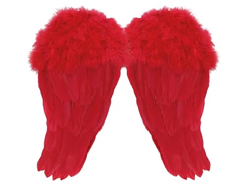 Engelsflügel Rotengelflügel Kostüm Damen Mädchen Engelsflügel Deko Federflügel Engel Engels Flügel Kostüm Karneval Amor Cosplay Party Fasching Kostüme Deko (Rot) von Bock op Kölle