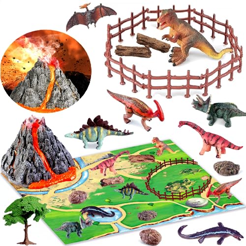 Boderam Dinosaurier Vulkan Figuren Spielzeug mit Spielmatte, pädagogische realistische Dinosaurier Figuren mit Vulkan, Stein und Baum Dino Welt Playset Party Geschenke für Kinder Jungen und Mädchen Boderam Dinosaurier Vulkan Figuren Spielzeug mit Spielmatte, pädagogische realistische Dinosaurier Figuren mit Vulkan, Stein und Baum Dino Welt Playset Party Geschenke für Kinder Jungen und Mädchen von Boderam