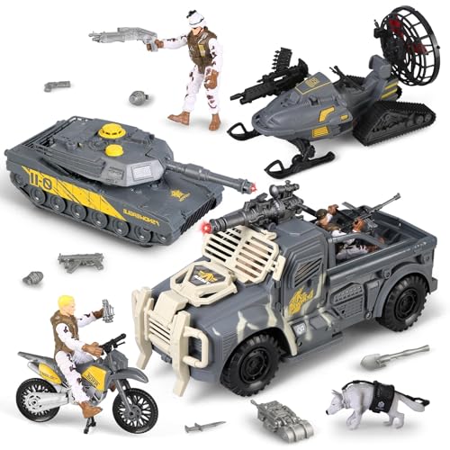 Militär gepanzerte Kampffahrzeuge Tank Spielzeug,Armee Männer Soldat Action Figuren und Waffen Ausrüstung Zubehör Militär Kampf LKW Motorrad Spielzeug Modelle Auto Spielzeug für Kinder Jungen Alter 3+ Militär gepanzerte Kampffahrzeuge Tank Spielzeug,Armee Männer Soldat Action Figuren und Waffen Ausrüstung Zubehör Militär Kampf LKW Motorrad Spielzeug Modelle Auto Spielzeug für Kinder Jungen Alter 3+ von Boderam