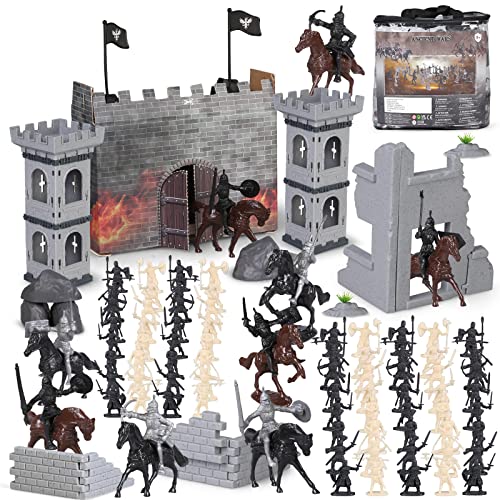 Mittelalterliche Schlossritter, Spielzeug, 254 Stück, alte Soldaten, Kriegerfiguren, Spielzeug, Armee, Männer, Actionfigur, Spielset, Kunststoff, Militärbasis, Spielzeug mit Kavallerie, Pfeil, Turm von Boderam