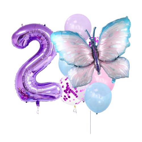 Dickere Schmetterlingsballons mit verschiedenen Zahlen für Babypartys, Geburtstage, Hochzeiten, Partydekorationen, metallische, auslaufsichere Aluminiumfolienballons 2 von Bodhi2000