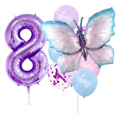 Dickere Schmetterlingsballons mit verschiedenen Zahlen für Babypartys, Geburtstage, Hochzeiten, Partydekorationen, metallische, auslaufsichere Aluminiumfolienballons 8 von Bodhi2000
