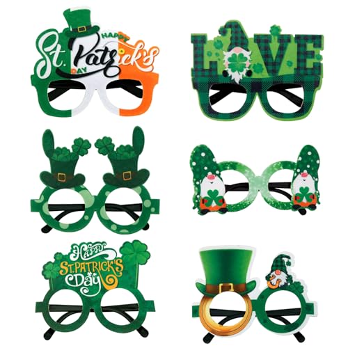 Tageszubehör 6/12 Stück Kleeblatt-Gläser für den St. Patrick's Day, grüner Glücksgras-Hut, Brillen, Foto-Requisiten, irisches Festival, grüne Sonnenbrille, St. Patrick's Day-Party-Kostümz Zuf von Bodhi2000