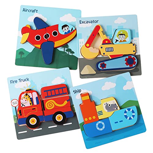 Holz-Puzzle für Kleinkinder, 4-teiliges Set mit Transportmitteln,frühkindliches Lernen, Baby-Kinder Lernspielzeug Geschenke für 1/2/3/4-jährige Jungen und Mädchen Holz-Puzzle für Kleinkinder, 4-teiliges Set mit Transportmitteln,frühkindliches Lernen, Baby-Kinder Lernspielzeug Geschenke für 1/2/3/4-jährige Jungen und Mädchen von Boenkush
