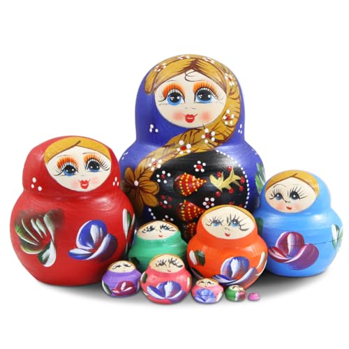 10 Stück bunte russische Puppen in Form eines Mädchens und einer Erdbeere, russische Puppen, stapelbar, aus Holz, große Bauchform, für Kinderzimmerdekoration 10 Stück bunte russische Puppen in Form eines Mädchens und einer Erdbeere, russische Puppen, stapelbar, aus Holz, große Bauchform, für Kinderzimmerdekoration von Boerni