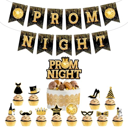 Banner, Abschlussballnacht, Cupcake-Topper, Schwarz / Gold, Party-Dekoration, Abschlussfeier Banner, Abschlussballnacht, Cupcake-Topper, Schwarz / Gold, Party-Dekoration, Abschlussfeier von Boerni