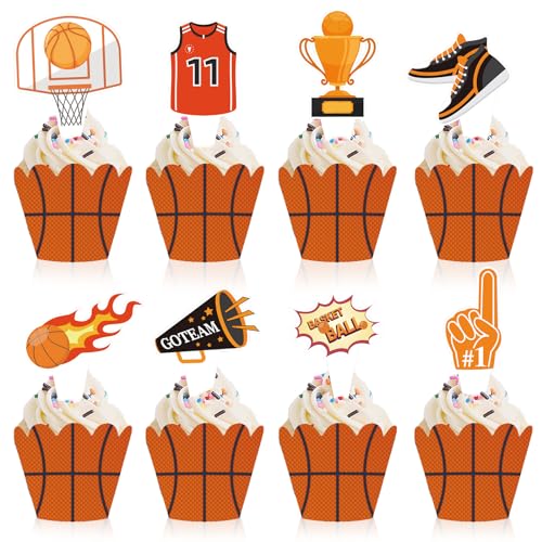 Basketball-Cupcake-Topper, Wrapper für Jungen und Mädchen, Sportthema, Basketshooting, Sneaker, Champion, Trikot, Muster, Cupcake-Dekoration für Kinder, Geburtstag, Babyparty, Party, Urlaub, Zubehör, Basketball-Cupcake-Topper, Wrapper für Jungen und Mädchen, Sportthema, Basketshooting, Sneaker, Champion, Trikot, Muster, Cupcake-Dekoration für Kinder, Geburtstag, Babyparty, Party, Urlaub, Zubehör, von Boerni