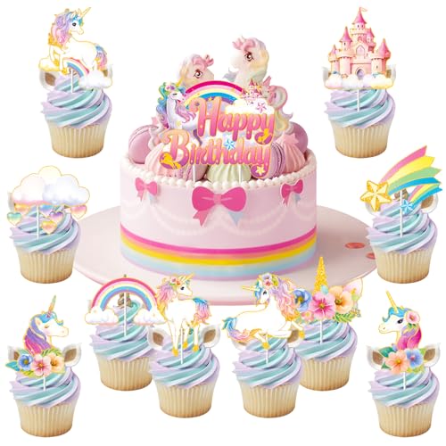 Boerni 20 Stück Einhorn-Cupcake-Topper und 1 x Einhorn-Kuchenaufsatz, Regenbogen-Einhorn, Geburtstagsparty-Zubehör, Regenbogen-Kuchendekorationen für Mädchen und Frauen, Geburtstagsparty, Babyparty Boerni 20 Stück Einhorn-Cupcake-Topper und 1 x Einhorn-Kuchenaufsatz, Regenbogen-Einhorn, Geburtstagsparty-Zubehör, Regenbogen-Kuchendekorationen für Mädchen und Frauen, Geburtstagsparty, Babyparty von Boerni