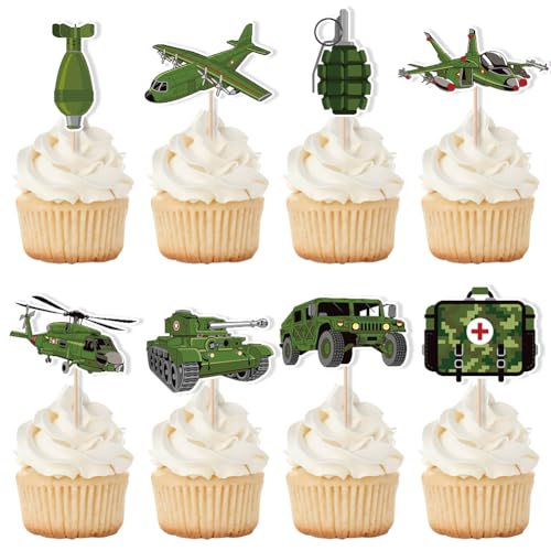 Cupcake-Topper mit Camouflage-Muster, 48 Stück, Camouflage-Kuchenaufsätze, Militär-Kuchendekoration, Camouflage-Thema, Geburtstagskuchenzubehör Cupcake-Topper mit Camouflage-Muster, 48 Stück, Camouflage-Kuchenaufsätze, Militär-Kuchendekoration, Camouflage-Thema, Geburtstagskuchenzubehör von Boerni